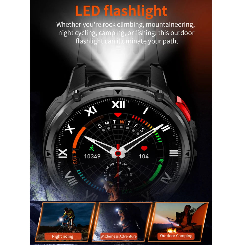T-Rex3 Pro GPS Military Smartwatch – 1100mAh, 5ATM Waterproof, Sports Run Tracker & Compass