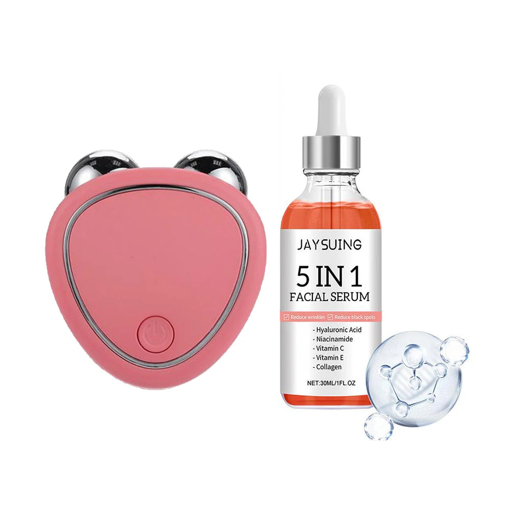 Mini EMS Microcurrent Face Lift Massager – Face Sculpting, Skin Tightening & Facial Serum Kit