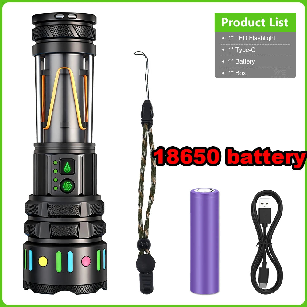 High Power White Laser Flashlight – Rechargeable Zoomable Waterproof Tactical Lantern