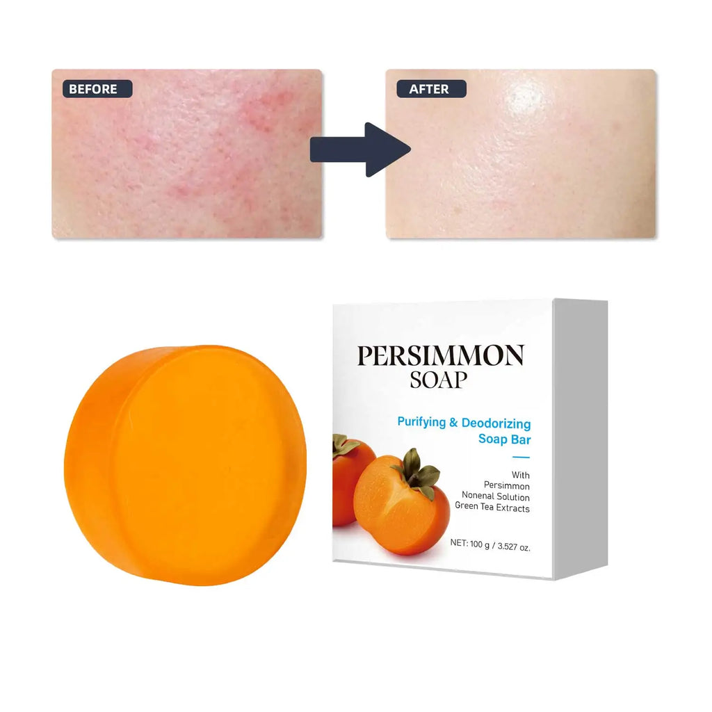 Persimmon & Green Tea Soap Bar – Natural Body Odor Soap for Men & Women, 100g