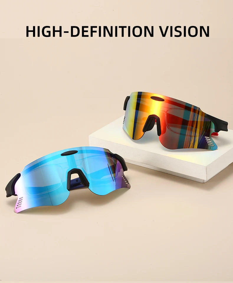 KAMMPT Oversized Sports Cycling Sunglasses | Mirror Anti-UV Windproof Protective Shades for Men & Women