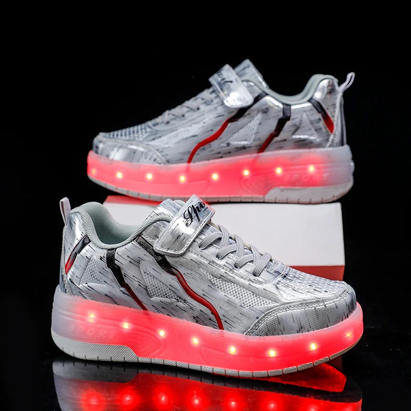 Children's LED Light Roller Skates – Multi-Functional Detachable Wheel Shoes, Size 29-41 for Students