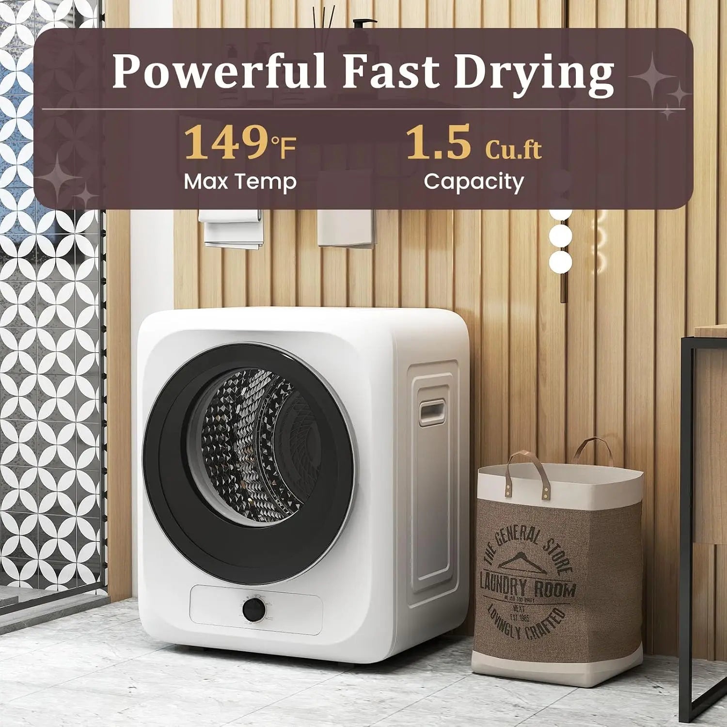 Portable Washer & Dryer Combo Set — 14 lbs Fully Automatic Washing Machine & 1.5 Cu Ft Portable Clothes Dryer