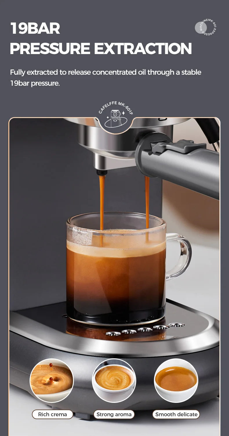 Cafelffe 4-in-1 Coffee Maker – 19 Bar Espresso Machine, Dolce Gusto & Nespresso Capsule, ESE Pod & Ground Coffee