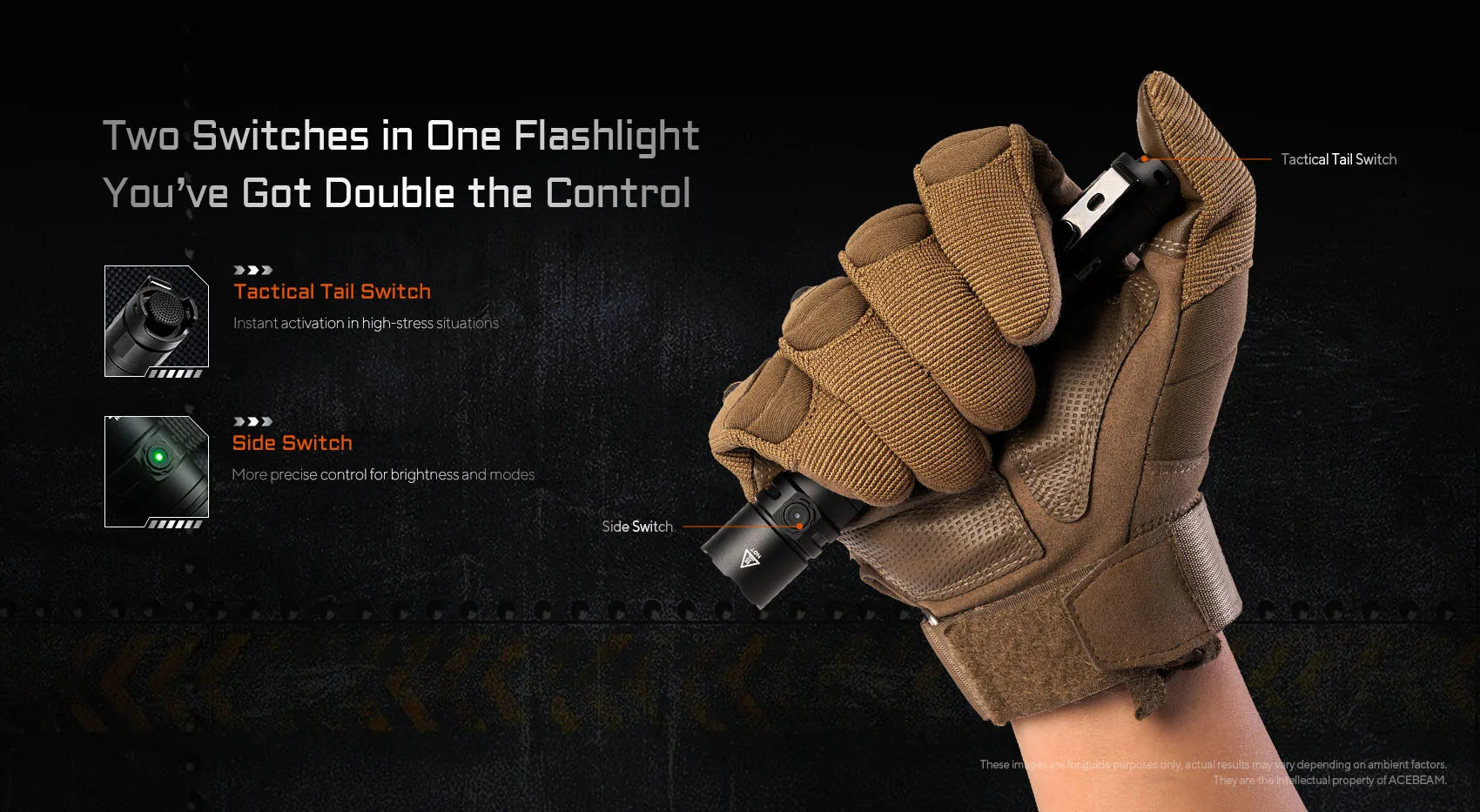 ACEBEAM TAC 2AA EDC Flashlight – Rechargeable Wide Voltage LED Torch with Self-Defense Strobe
