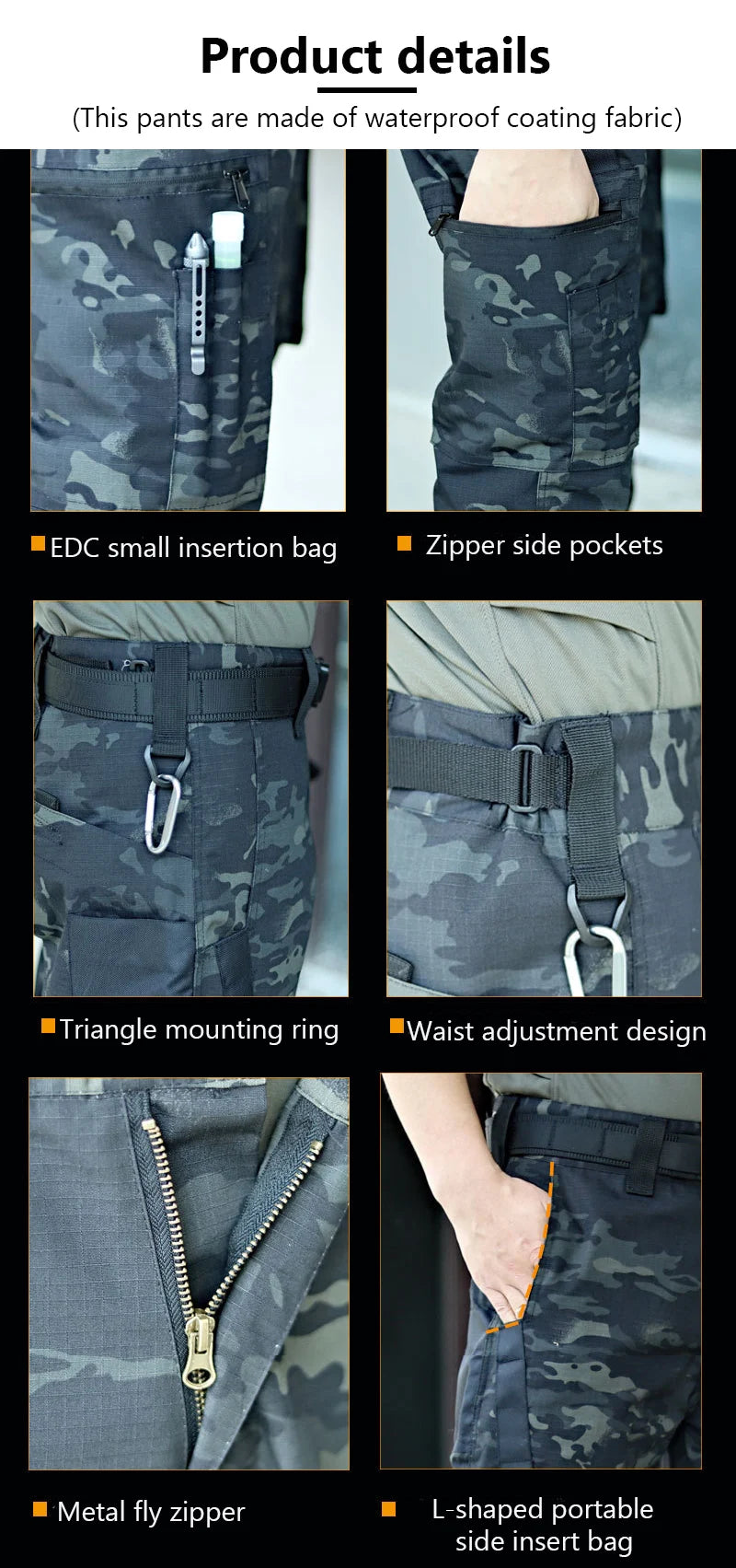 Men's Tactical Waterproof Cargo Work Pants — Multi-Pocket Outdoor Hiking Trousers for Spring, Autumn & Winter