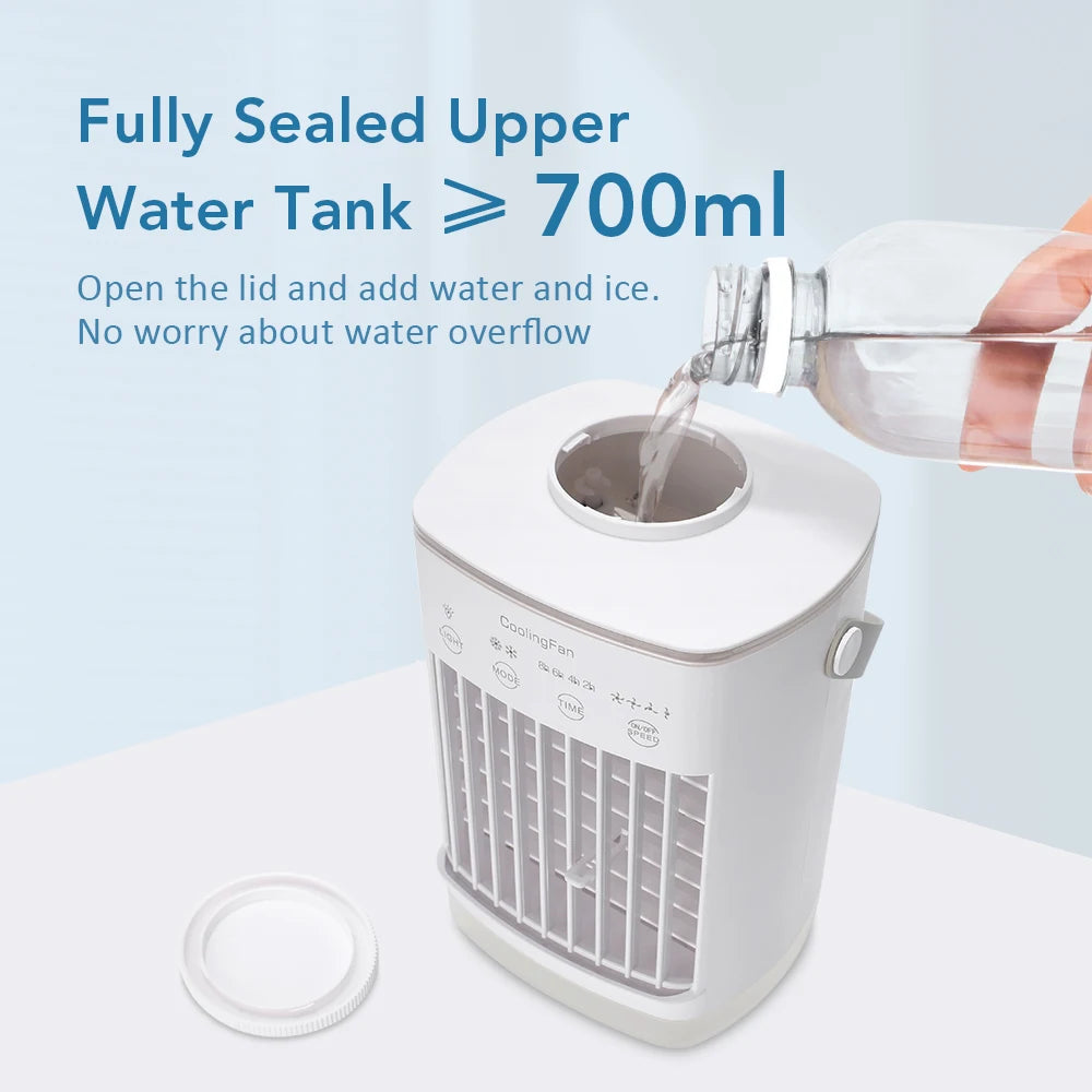 Portable Desktop Air Cooler Fan – Rechargeable Spray Mist Cooling for Home & Office