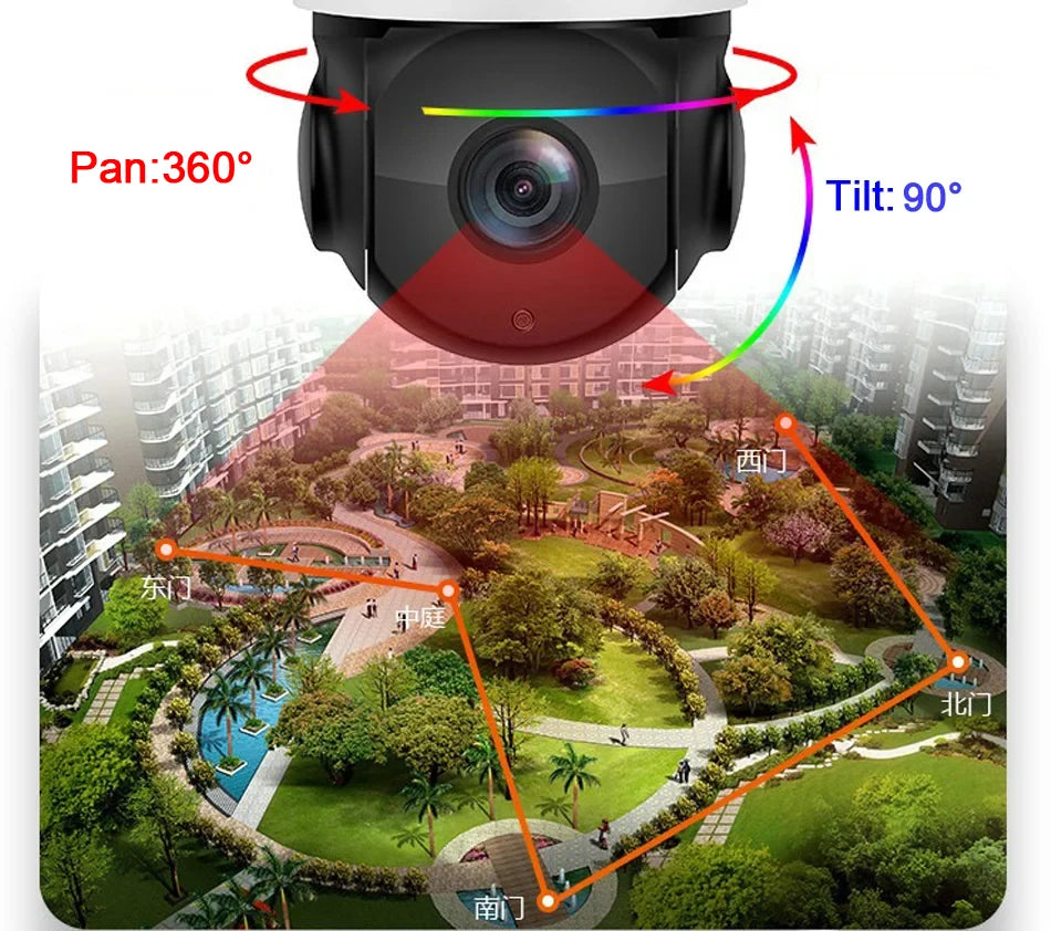 4K 54x Optical Zoom PTZ IP Security Camera — 360°