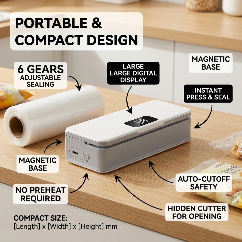 Mini Handheld Bag Sealer — Rechargeable Thermal Heat Sealing Machine for Food Packaging