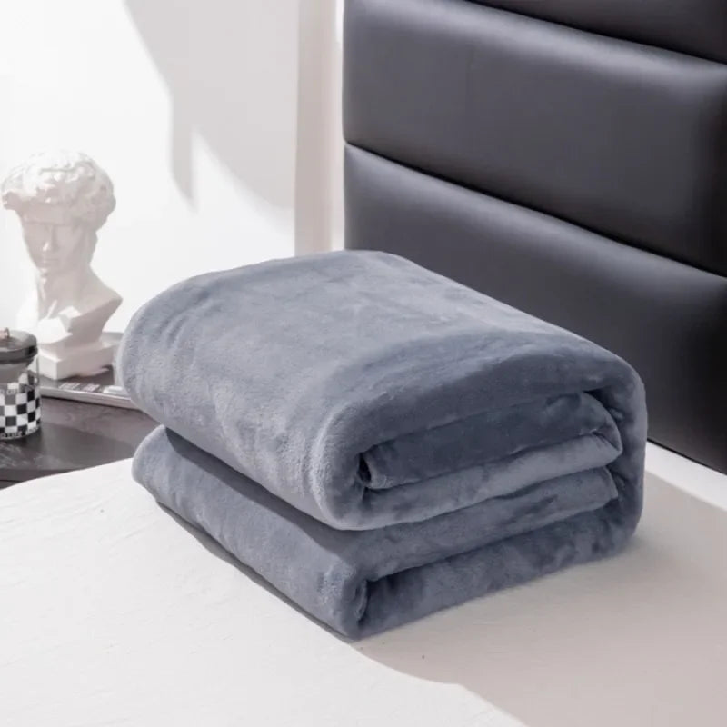 Solid Color Plush Blanket – Thick Warm Farley Fleece Multifunctional Throw, Multiple Colors