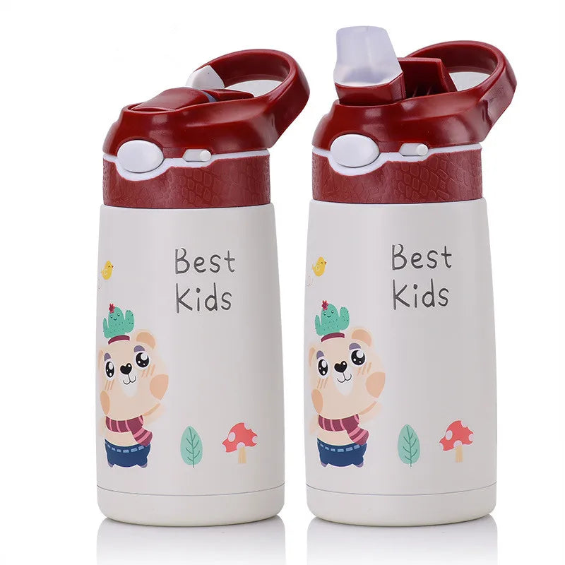 400ml Kids 316 Stainless Steel Vacuum Thermos Bottle – Duck-Billed Straw Tumbler, 6–12Hr Insulation