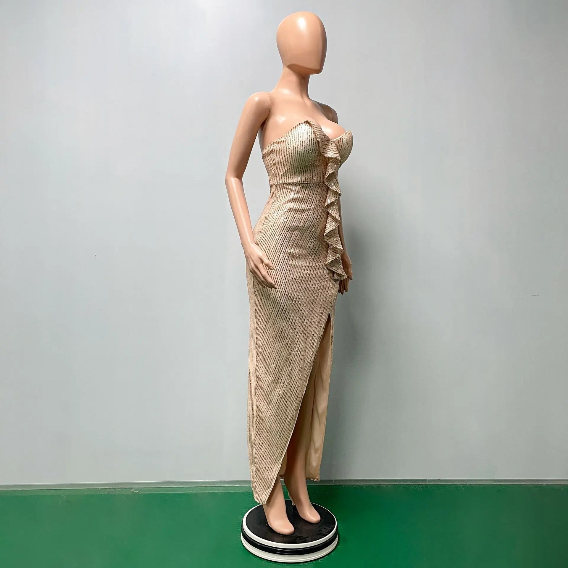 women's casual dresses for woman clothes Strapless sequined slit elegant party dresses evening summer birthday prom dress hwy739