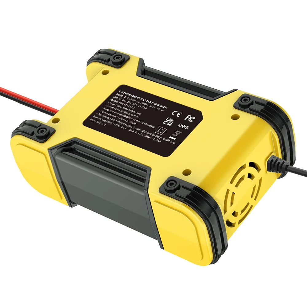 Foxsur Automatic Car Battery Charger 12V 12A – Digital Display Pulse Repair for Wet Dry Lead Acid Batteries