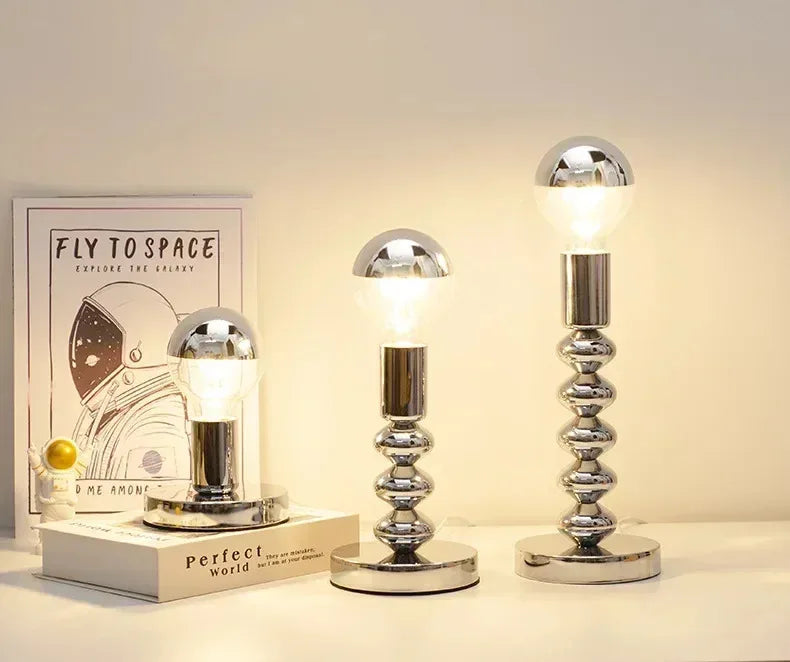 Bauhaus Table Lamp – Chrome & Warm LED Lighting