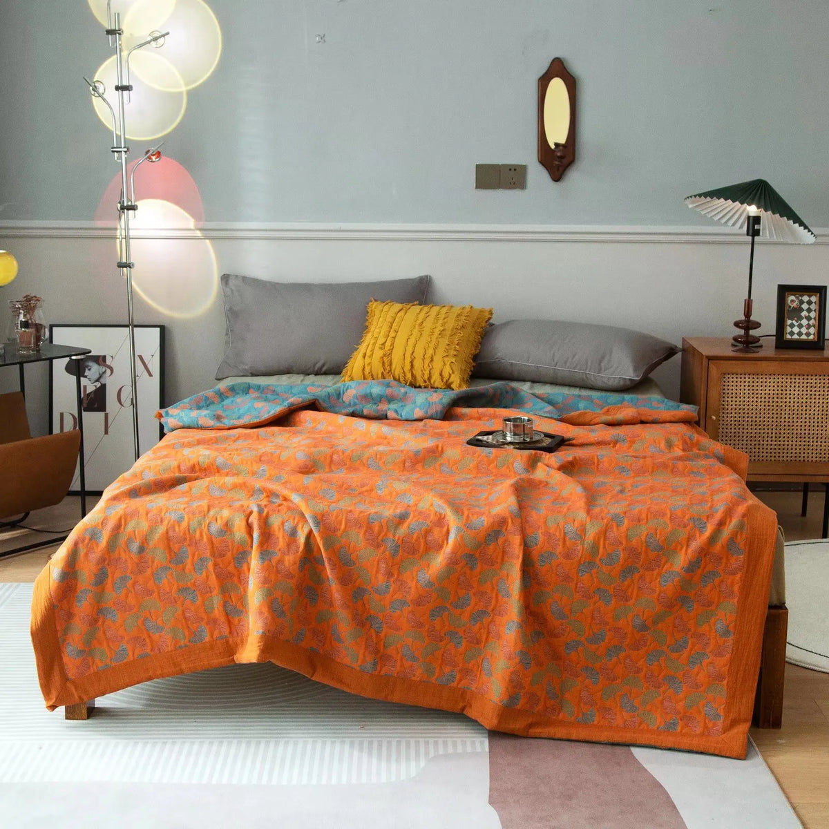 Ethnic Cotton Gauze Bedspread – Decorative King Size Bed Cover Blanket & Quilt, 220x240cm