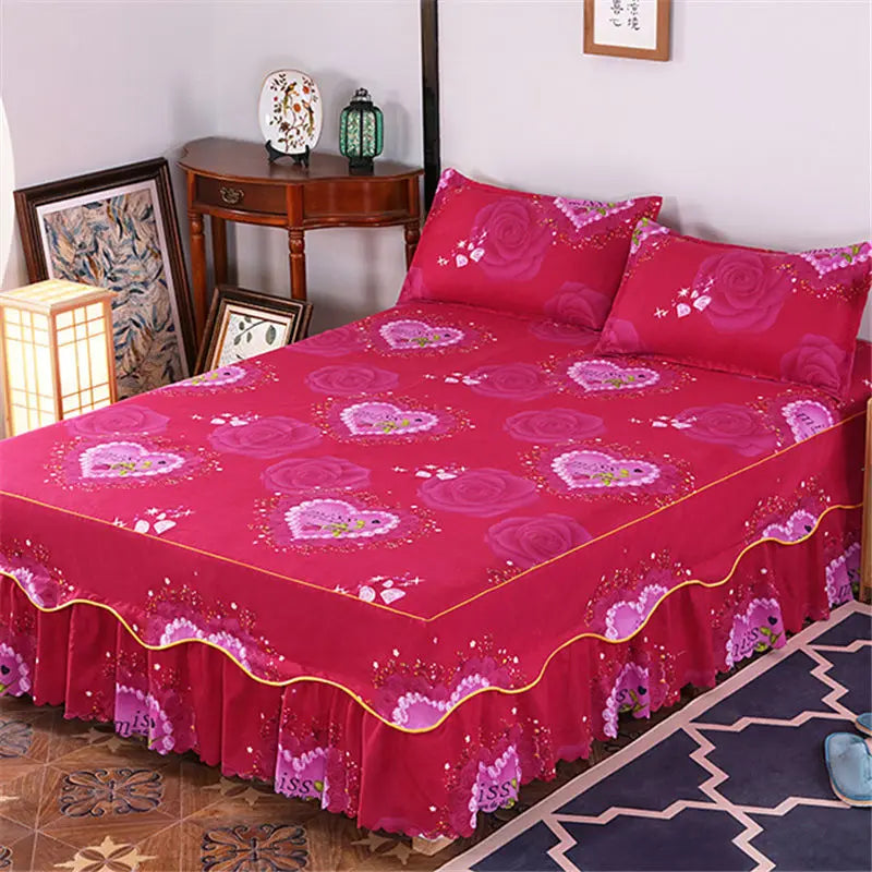 Cotton Quilted Bed Skirt – Double-Thickened Non-Slip Breathable Mattress Cover