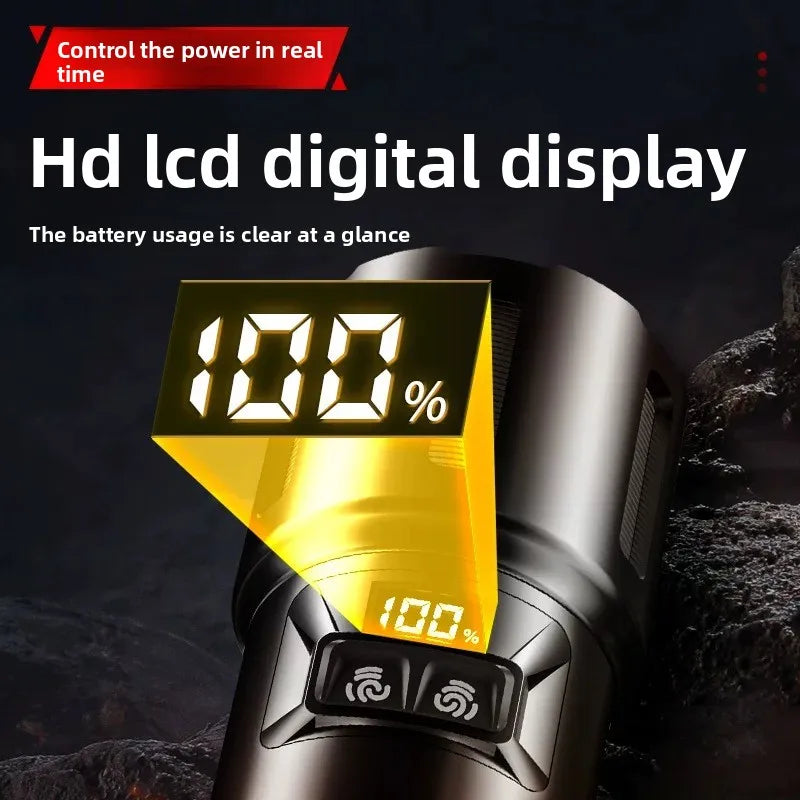 XHP360 Military-Grade 2-in-1 Super High Power Flashlight – 36-Core Zoomable Waterproof Rechargeable Torch with Safety Hammer
