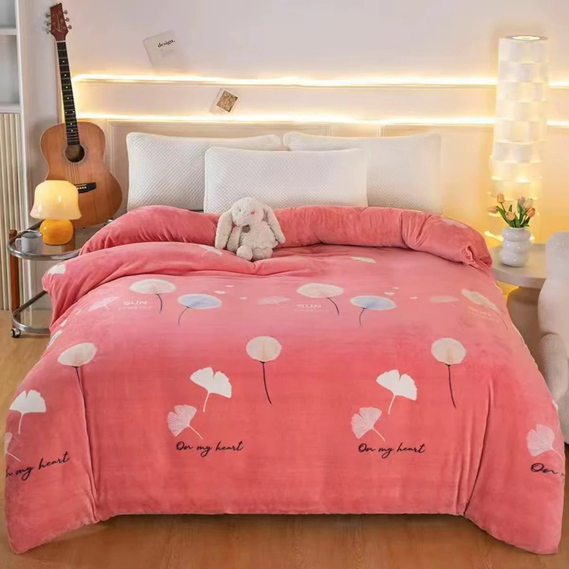 Double-Sided Flannel Coral Fleece Duvet Cover – Thick Warm Winter Bedding, 8 Colors & 6 Sizes