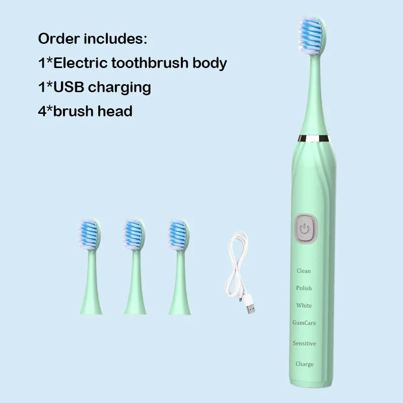 Toothink Sonic Electric Toothbrush – 5 Modes, IPX7 Waterproof, USB Rechargeable, 5+ Brush Heads