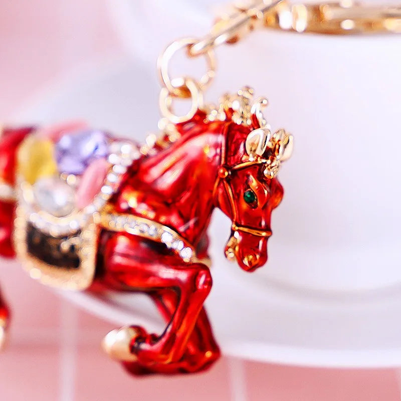 Cute Metal Horse Keychain – Zinc Alloy Bag Pendant Key Ring Gift for Women & Men