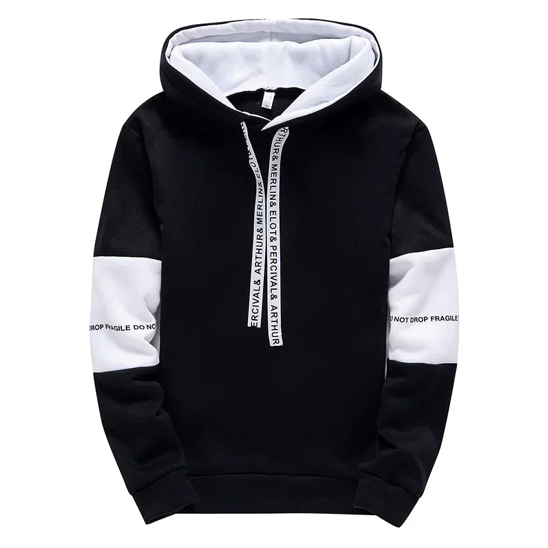 Men's Letter Print Hooded Sweatshirt — Hip Hop Pullover Sports Hoodie