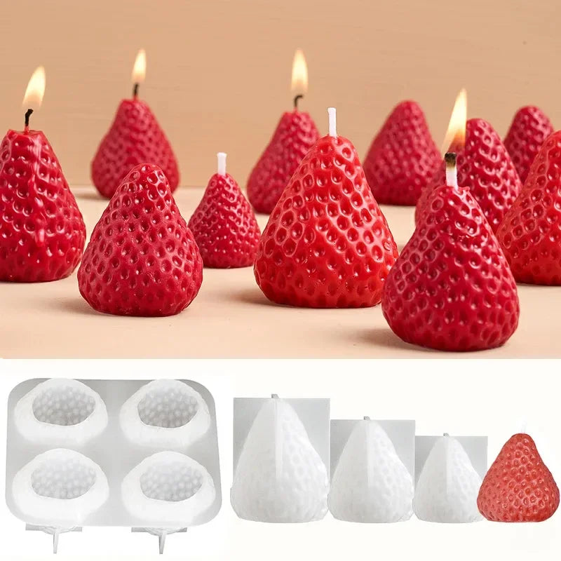 3D Strawberry Silicone Mold — DIY Scented Candles, Aromatherapy & Gift Decor