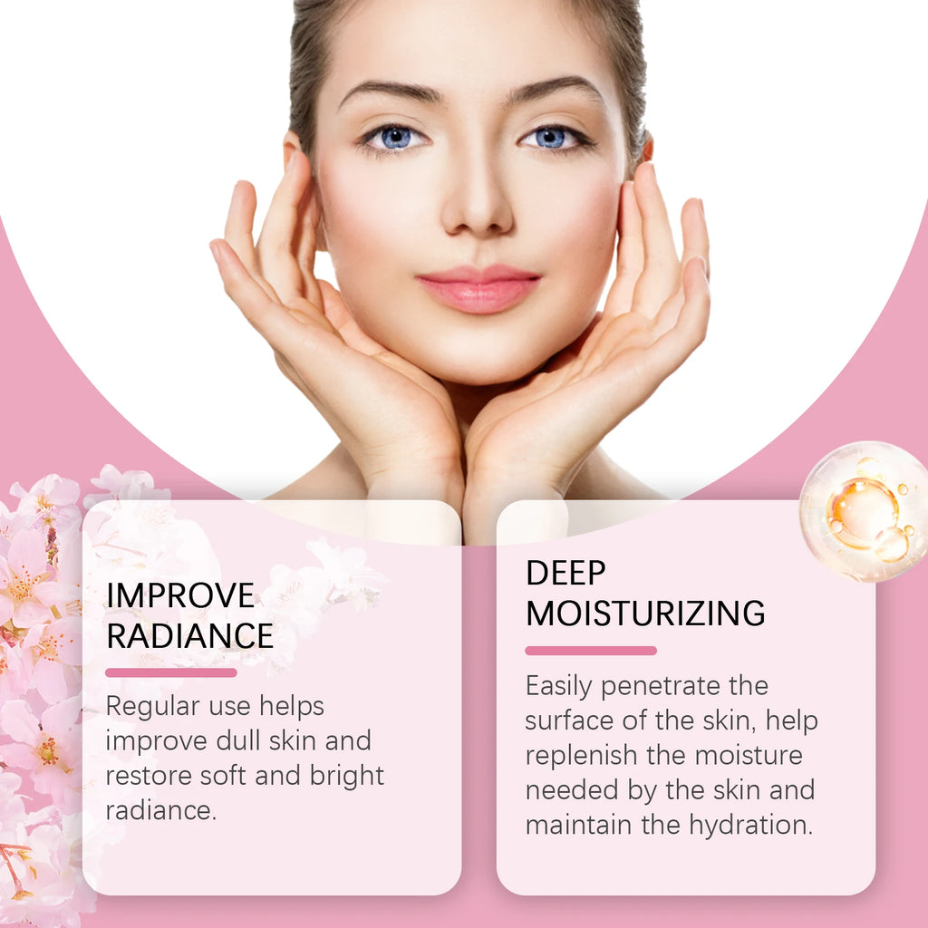 Sakura Skincare Set – Cherry Blossom Face Cream, Serum, Toner, Cleanser & Eye Cream for Women