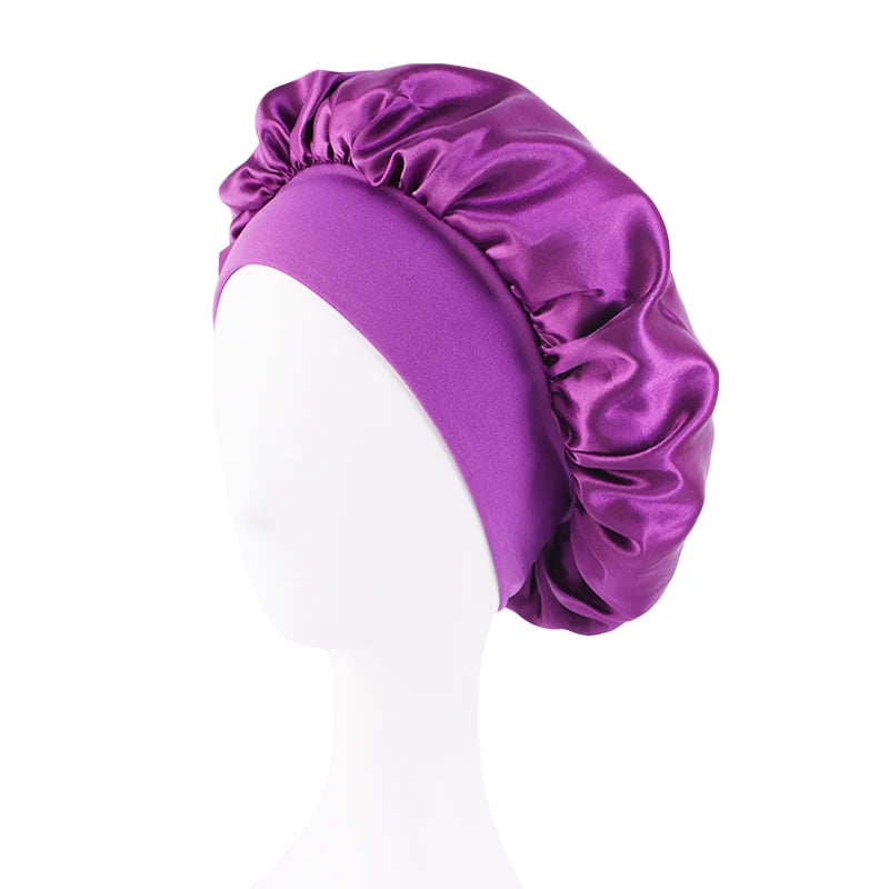 Satin Sleep Bonnet — Wide-Brim Hair Care Cap