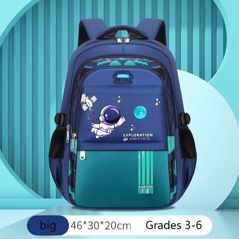 Astronaut Kids School Backpack – Waterproof Oxford Cartoon Book Bag for Boys & Girls Ages 2–16