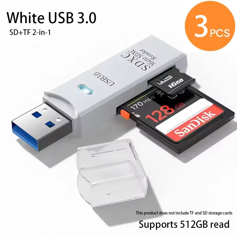 USB 3.0 Multi-Card Reader & Hub Adapter – SD, TF, MiniSD, Flash Drive for PC & Laptop