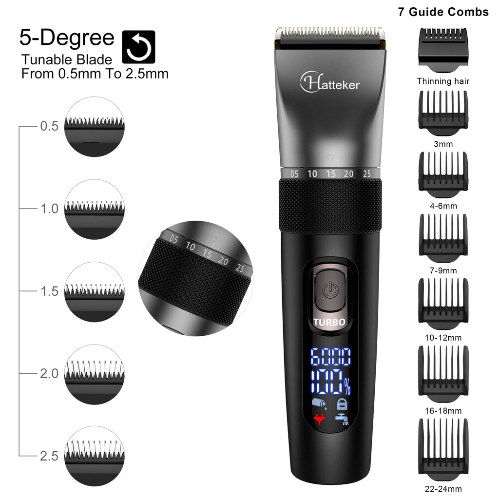 HATTEKER Multifunction Hair Clipper & Nose Trimmer – Waterproof, 120-Min Runtime, USB Fast Charge