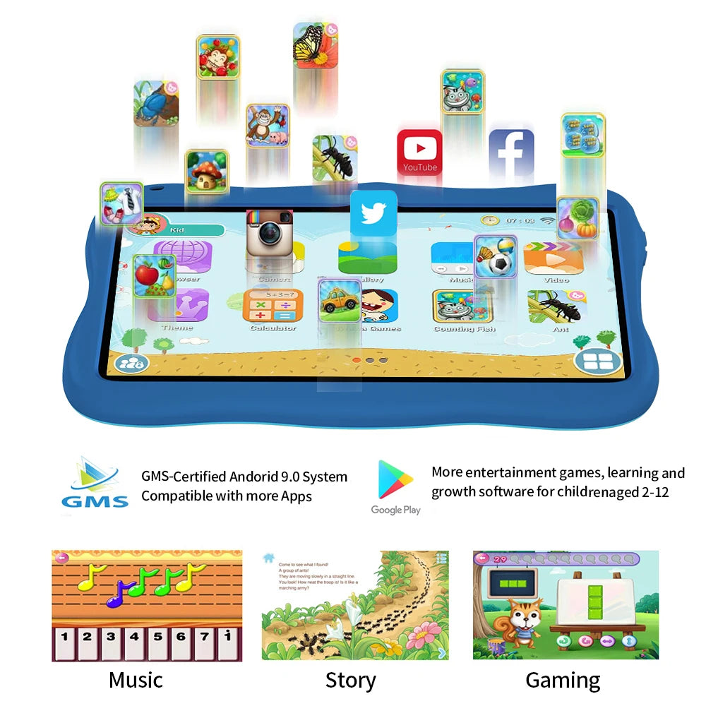 BDF 7" Kids Tablet – 4GB RAM, 64GB, Android 13, Dual Camera, Wi-Fi