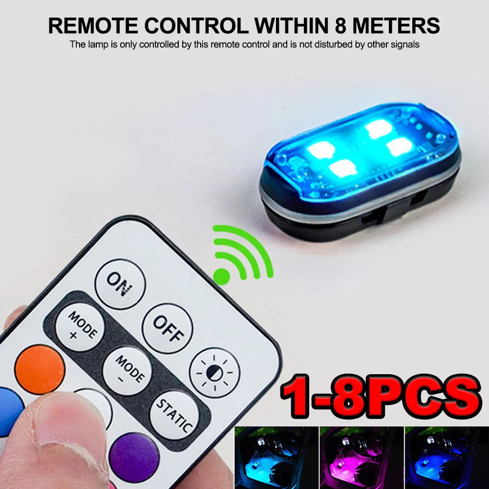 Wireless LED Strobe Car Atmosphere Lights — 8 Colors