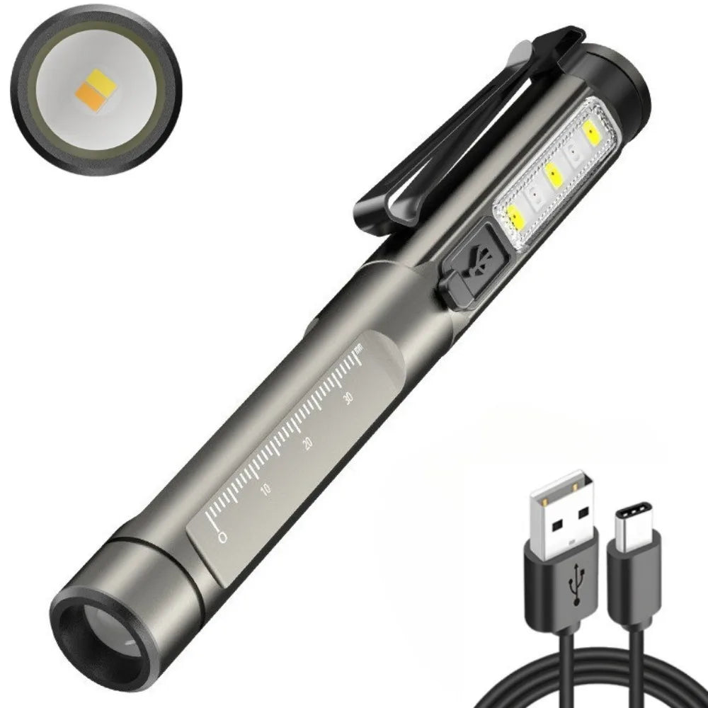 800 Lumen Rechargeable EDC Flashlight – Magnetic Pen Light for Hiking, Work & Emergencies