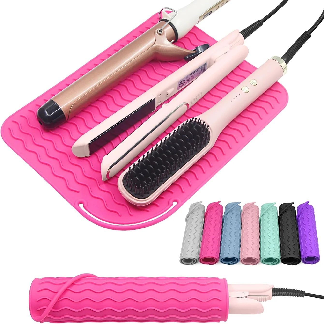 Silicone Heat Resistant Mat — Travel Hair Tool Pad for Flat Iron & Curling Iron