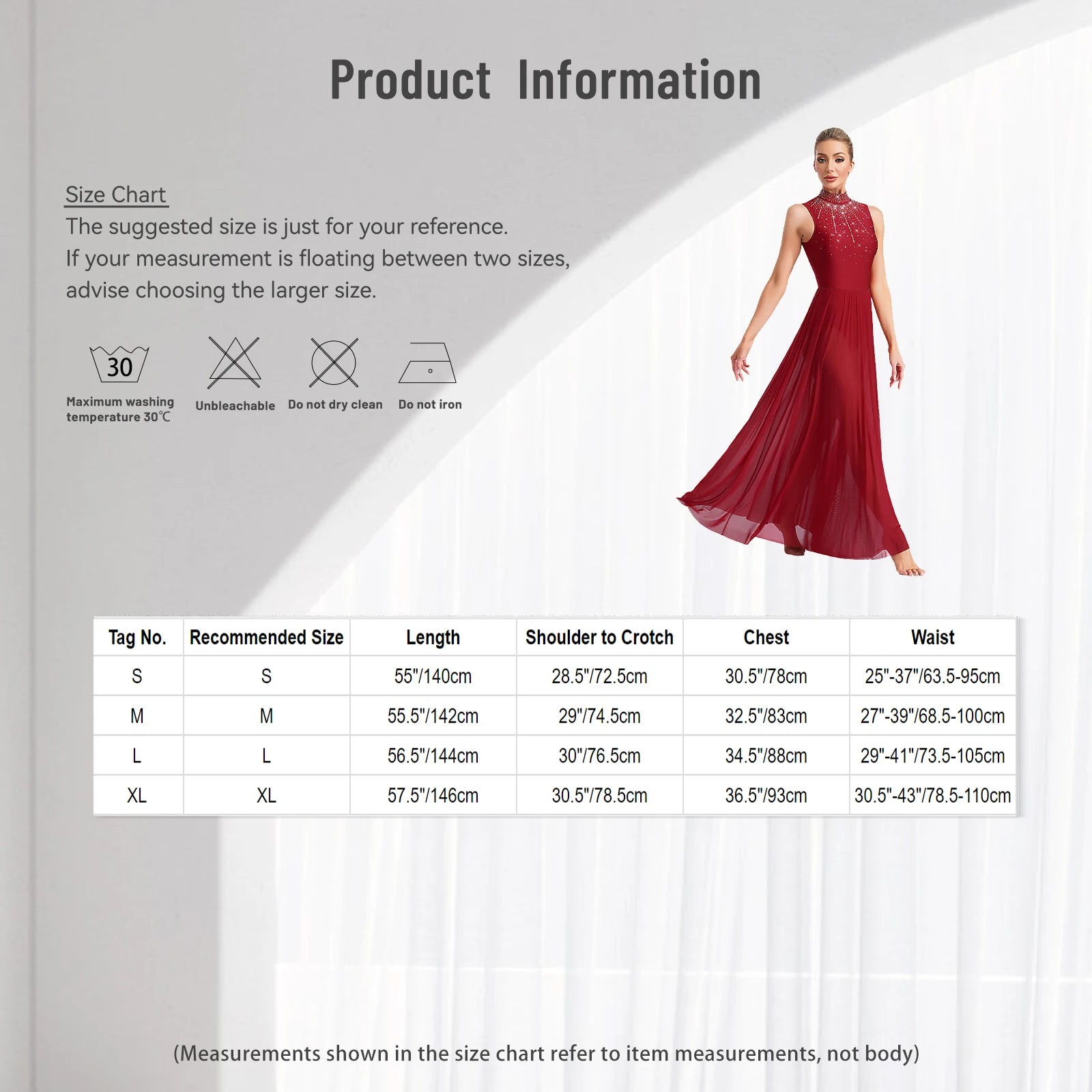 Rhinestone Maxi Sleeveless Contemporary Dance Dress — Mock Neck Wide Hemline Lyrical Leotard