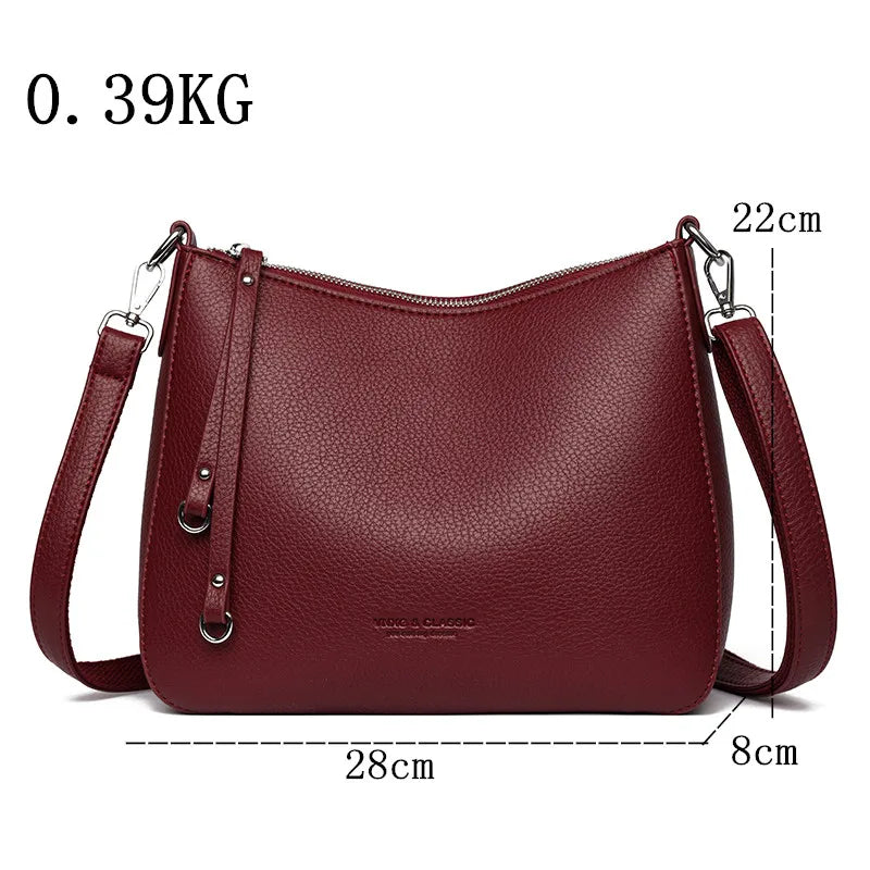 Luxury PU Letter Detail Shoulder Crossbody Tote Bag – Large Capacity Messenger Handbag for Women