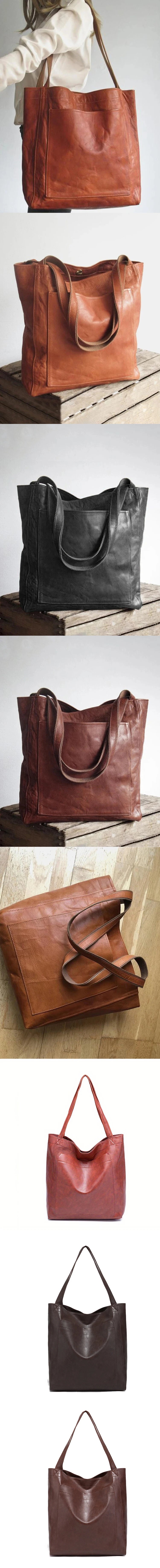 SNOWJENNY Retro Waxed PU Large Tote Bag – Commuter Shoulder Handbag with Pockets for Women