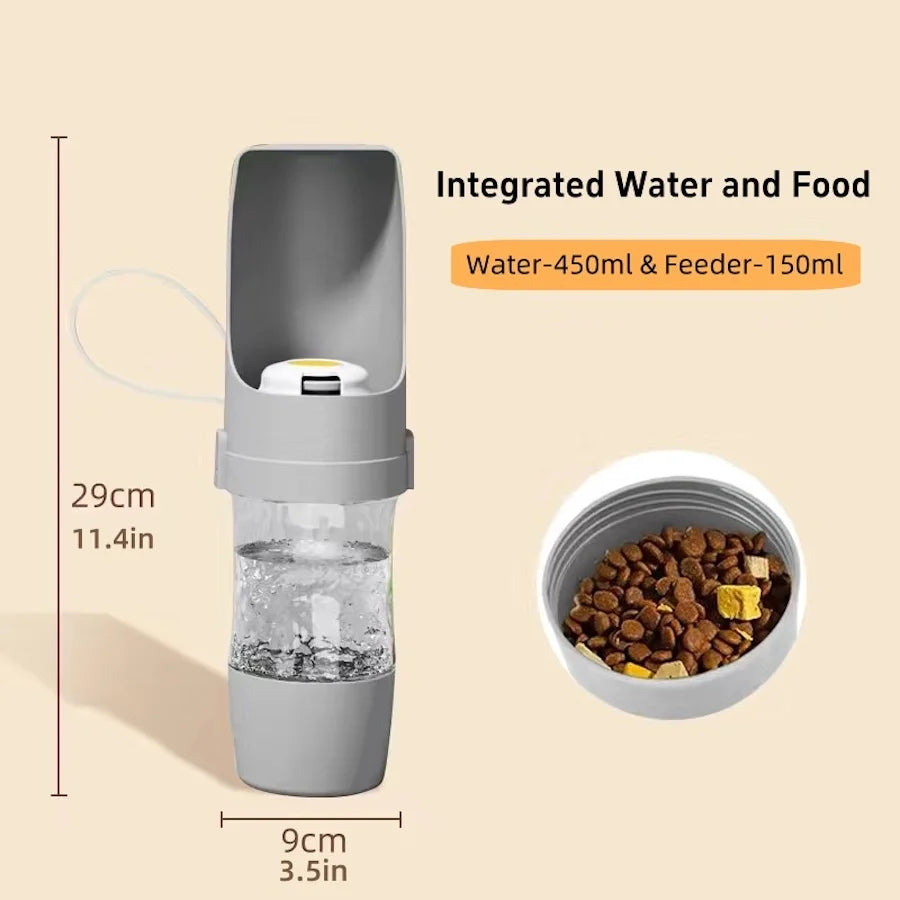500ml Portable Dog & Cat Water Bottle with Feeder Bowl – Outdoor Travel Pet Water Dispenser