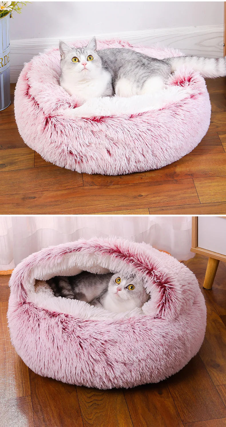 Round Plush Dog & Cat Bed – Warm Washable Pet Sofa Basket, Small to Large Dogs & Cats