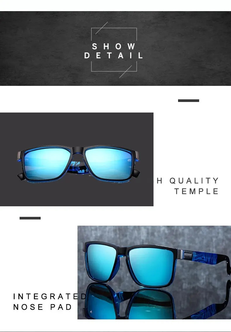 Fashionable Vintage Square Sunglasses | Luxury Designer Driving Fishing Eyewear for Men & Women