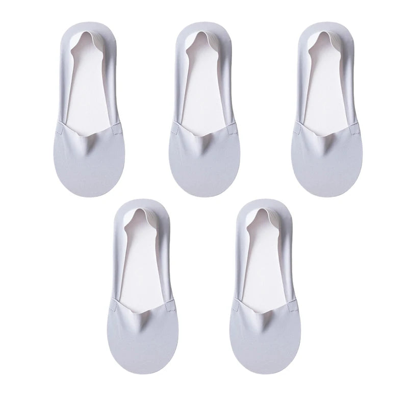 Women's Cotton No-Show Socks – Silicone Grip, 5 Pairs