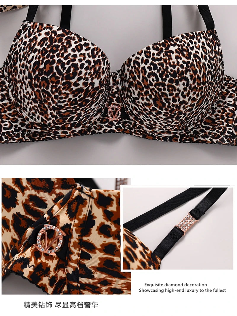 Sexy Leopard Print Push-Up Bra & Underwear Set
