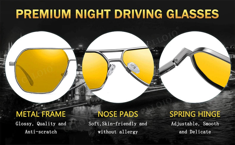 CLLOIO Anti-Glare Day & Night Vision Sunglasses | Polarized Photochromic UV400 Driving Glasses