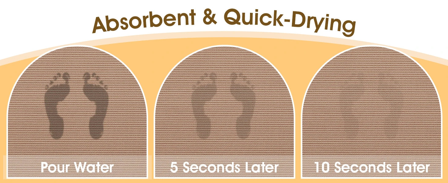 VIKAMA Bathroom Runner Rug – Quick-Dry Ultra Absorbent Non-Slip Bath Mat
