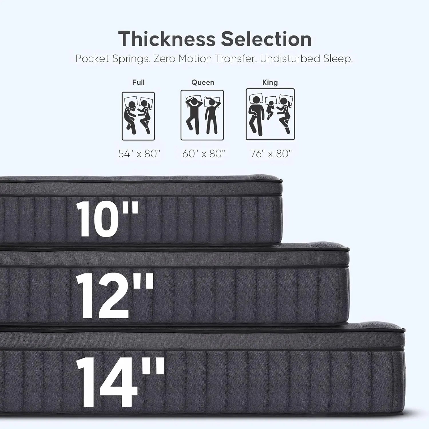 14-Inch King Hybrid Pocketed Coil Mattress – Medium Firm, Motion Isolation, Custom