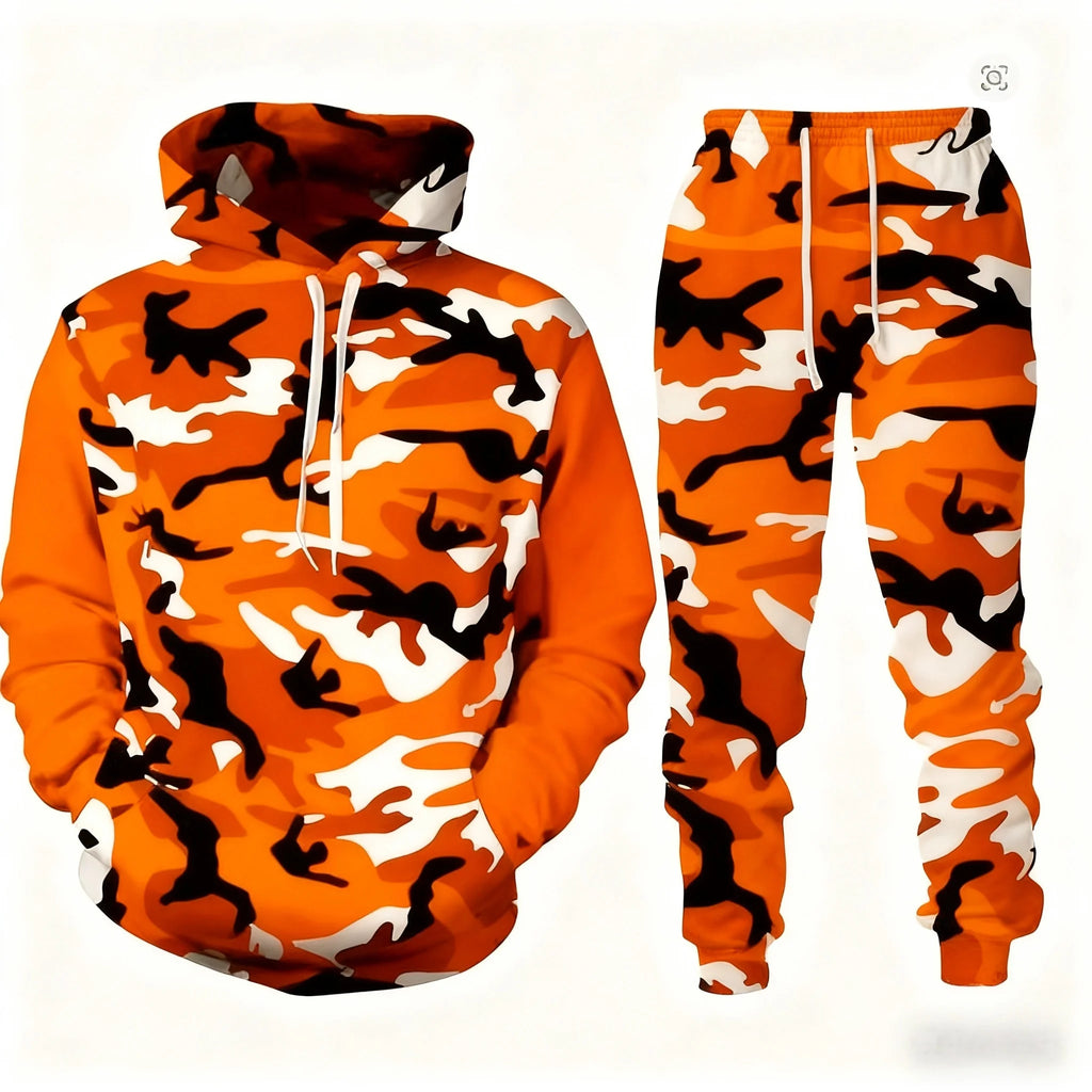 Men's Santa Claus 3D Print Hoodie & Pants Jogging Set – Camouflage Co-Ord