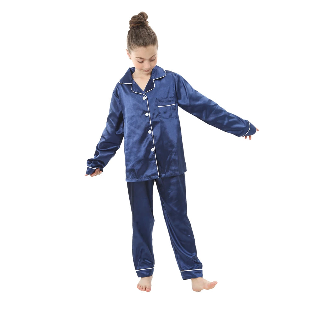 Kids' Ice Silk Pajamas Set | Summer Thin Short Sleeve Shorts 2-Piece Boys & Girls Homewear