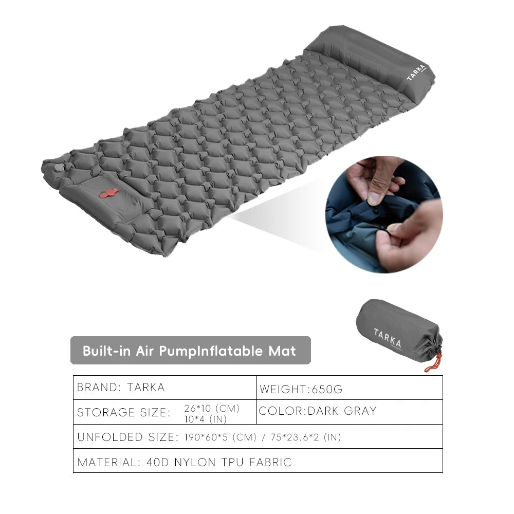 TARKA Inflatable Camping Mat with Pillow – Self-Inflating Air Mattress for Hiking, Climbing & Outdoor