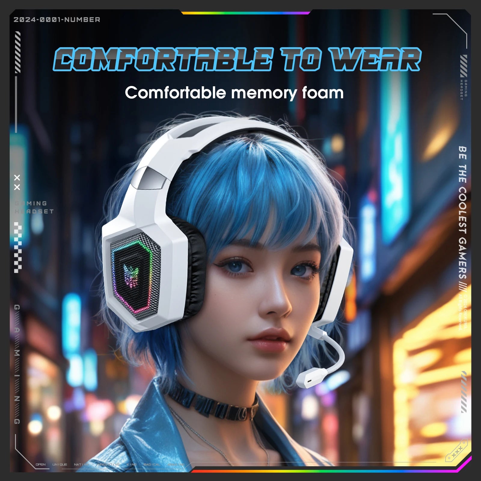 ONIKUMA GT806 Wireless Gaming Headset — 2.4GHz & Bluetooth 5.3, HiFi Sound, RGB, Noise-Canceling Mic for PC & Laptop